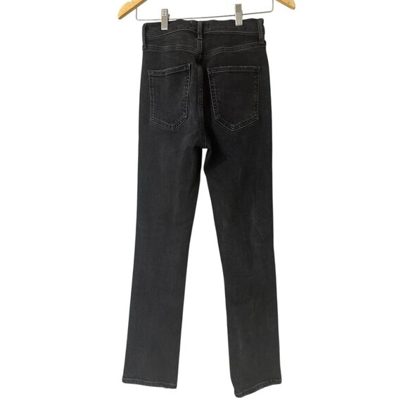 Agolde Riley High Rise Straight Leg Crop Jeans Size 24 In Panormaic Black Faded - Picture 3 of 15